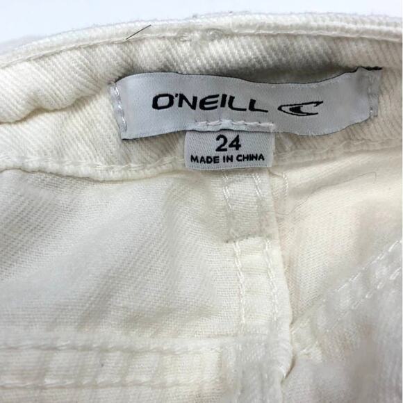 O’Neill  Women's Bone White Sutter Mini Boot Raw Hem Cropped Denim Jeans 24 - Picture 7 of 7